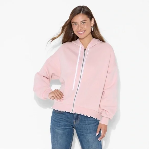 Wild Fable - Women's Merrow Edge Hooded Zip-Up Sweatshirt - Wil Blush XXS & M - Picture 2 of 12